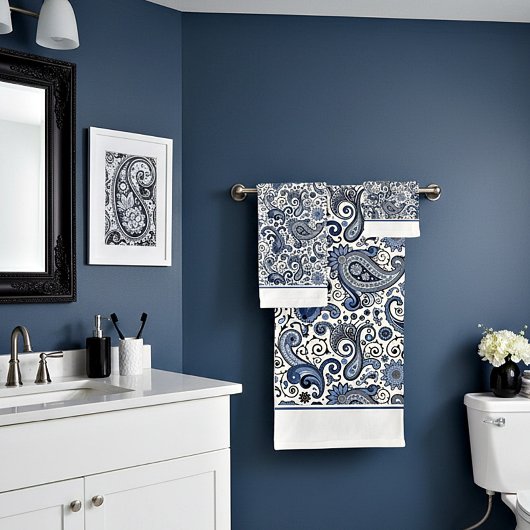 Ensemble de serviettes de bain paisley bleu et bla