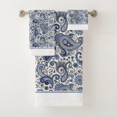 Ensemble de serviettes de bain paisley bleu et bla (En situation)