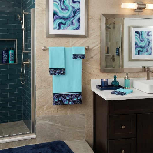 Ensemble de serviettes de bain paisley bleu et sar
