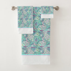 Ensemble de serviettes de bain paisley bleu vintag