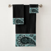 Ensemble de serviettes de bain paisley sarcelle fo (En situation)