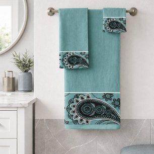 Ensemble de serviettes de bain paisley sarcelle fo