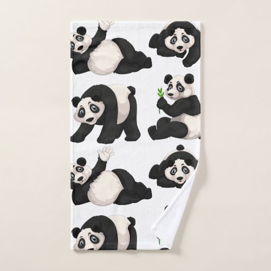 Ensemble de serviettes de bain Panda Bears (Serviette à main)