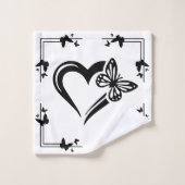 Ensemble de serviettes de bain "Papillon & Cœur" (Gant de toilette)