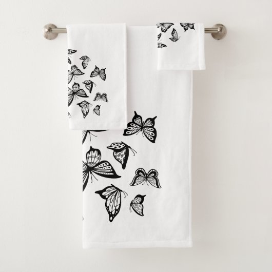 Ensemble de serviettes de bain "Papillon noir" (En situation)