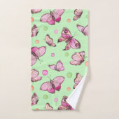 Ensemble de serviettes de bain Papillon Rose (Serviette à main)