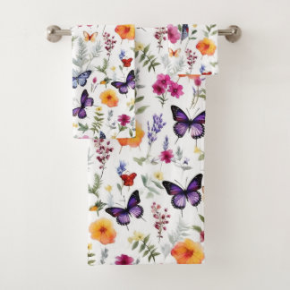 Ensemble de serviettes de bain Papillon Violet