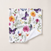 Ensemble de serviettes de bain Papillon Violet (Gant de toilette)