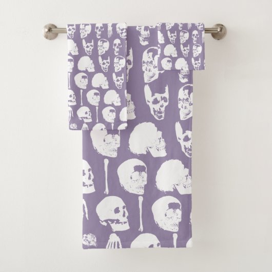 Ensemble de serviettes de bain Pastel Skulls vinta (En situation)