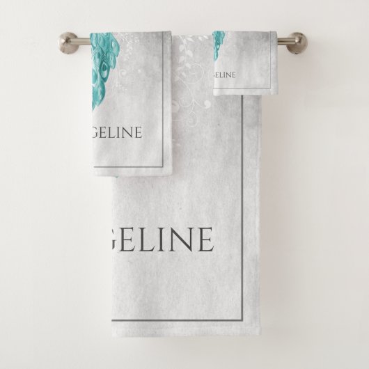 Ensemble de serviettes de bain Peacock turquoise (En situation)