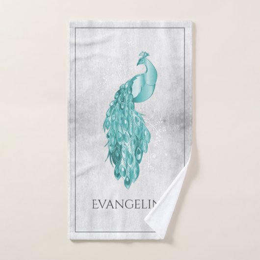Ensemble de serviettes de bain Peacock turquoise (Serviette à main)