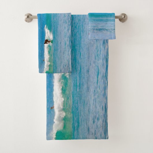 Ensemble de serviettes de bain pêche, voile et sur (En situation)