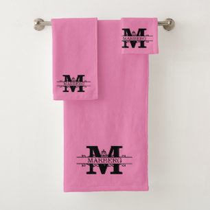 Ensemble de serviettes de bain personnalisées rose