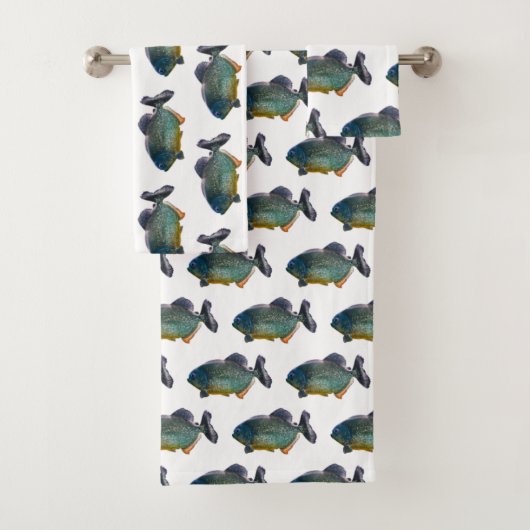 Ensemble de serviettes de bain Piranha Frenzy (En situation)