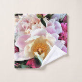 Ensemble de serviettes de bain - pivoines rose et (Gant de toilette)