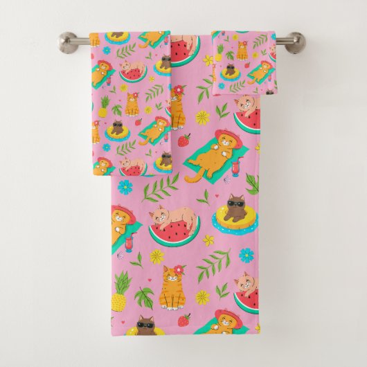 Ensemble de serviettes de bain pour chats d'été tr (En situation)