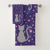 Ensemble de serviettes de bain pour chats gris (En situation)