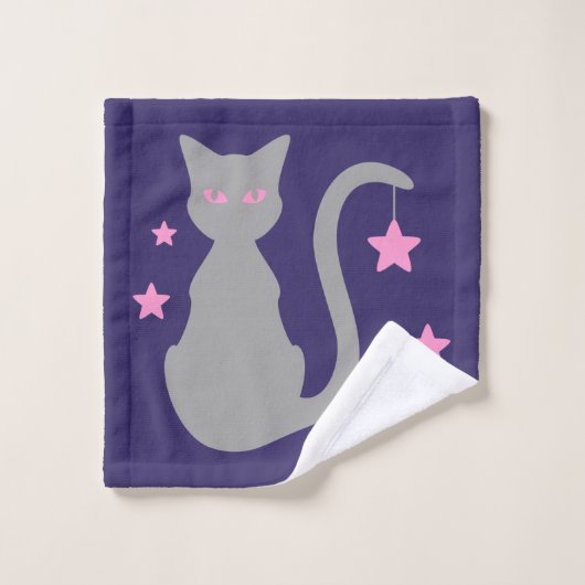 Ensemble de serviettes de bain pour chats gris (Gant de toilette)