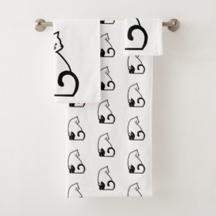 Ensemble de serviettes de bain pour chats noirs et