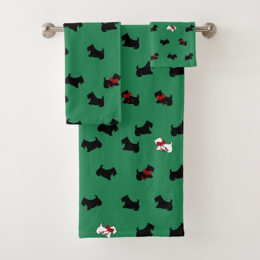 Ensemble de serviettes de bain pour chien écossais (En situation)