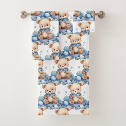 Ensemble de serviettes de bain pour garçon | Ours (En situation)