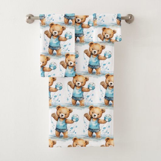 Ensemble de serviettes de bain pour garçon | Ours (En situation)