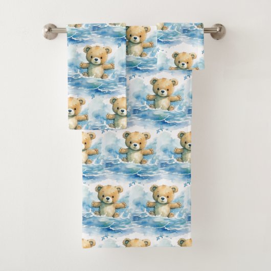 Ensemble de serviettes de bain pour garçon | Ours (En situation)