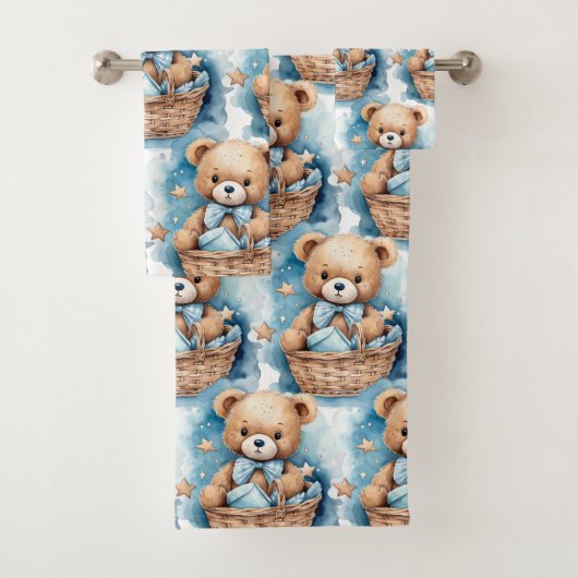 Ensemble de serviettes de bain pour garçon | Ours (En situation)