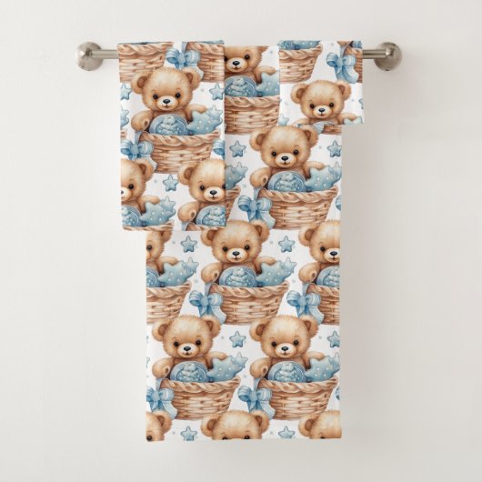 Ensemble de serviettes de bain pour garçon | Ours (En situation)