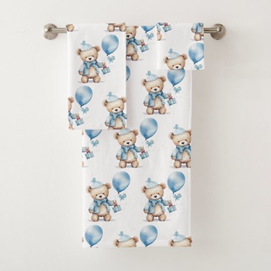 Ensemble de serviettes de bain pour garçon | Ours  (En situation)