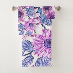 Ensemble de serviettes de bain Purple and Blue Flo