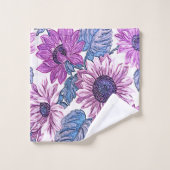 Ensemble de serviettes de bain Purple and Blue Flo (Gant de toilette)