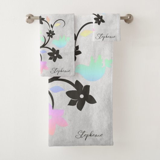 Ensemble de serviettes de bain Rainbow Pastel Love (En situation)