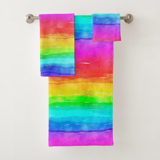 Ensemble de serviettes de bain Rainbow Watercolor (En situation)