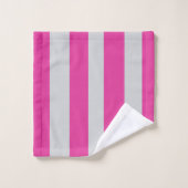 Ensemble de serviettes de bain rayées rose et gris (Gant de toilette)