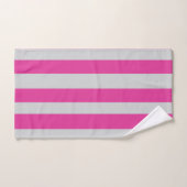 Ensemble de serviettes de bain rayées rose et gris (Serviette à main)