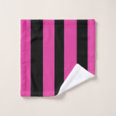 Ensemble de serviettes de bain rayées rose et noir (Gant de toilette)