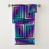 ensemble de serviettes de bain rectangulaires géom (En situation)