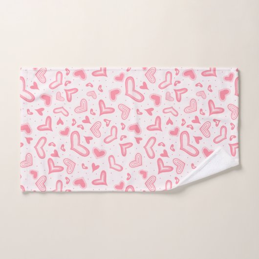 Ensemble de serviettes de bain rose coeurs valenti (Serviette à main)