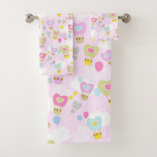 Ensemble de serviettes de bain rose Heart Hot Air