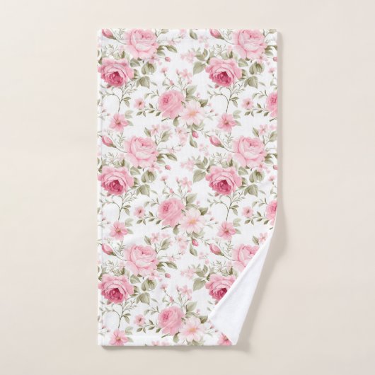 Ensemble de serviettes de bain Rose Pâle et feuill (Serviette à main)