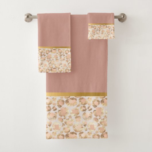 ENSEMBLE DE SERVIETTES DE BAIN ROSE POUDRÉE IMPRIM (En situation)