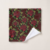 ensemble de serviettes de bain rose rouge (Gant de toilette)