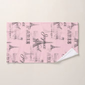 Ensemble de serviettes de bain roses de Noël Paris (Serviette à main)