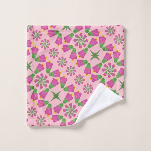 Ensemble de serviettes de bain roses Mandalas Flow (Gant de toilette)