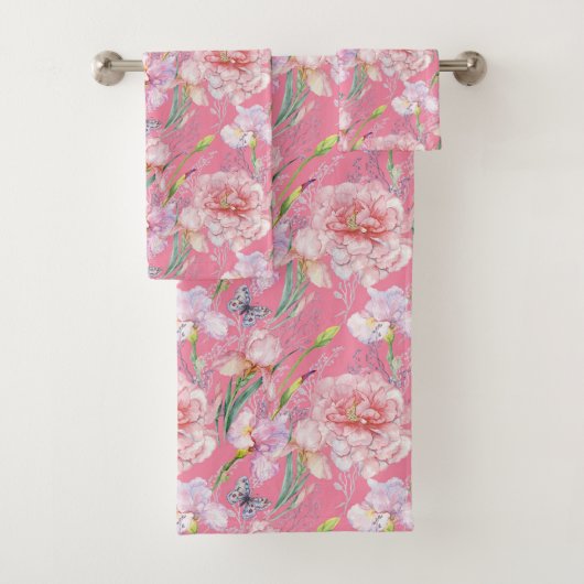 Ensemble de serviettes de bain Roses roses sauvage (En situation)