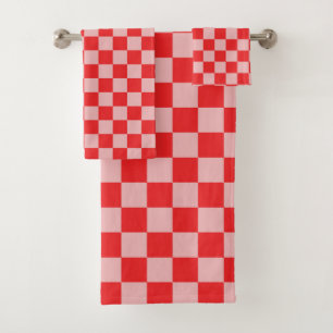 ensemble de serviettes de bain rouge et rose à dam