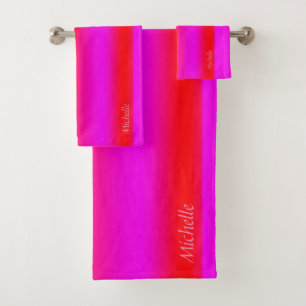 Ensemble de serviettes de bain rouge et rose écla