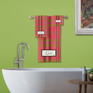 Ensemble de serviettes de bain Rouge rose à carrea