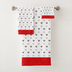 Ensemble de serviettes de bain rouges et blanches 